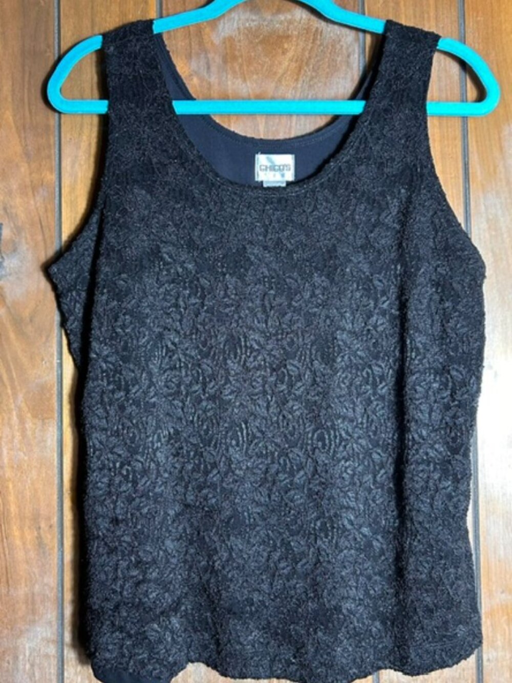 Chico's Cami/Tank Top Womens Sz 2 (US Sz 12) Black Lace Lined Undershirt Light